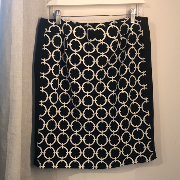 Escada Black and White Geometric-Jacquard Pencil Skirt - Picture 2 of 7